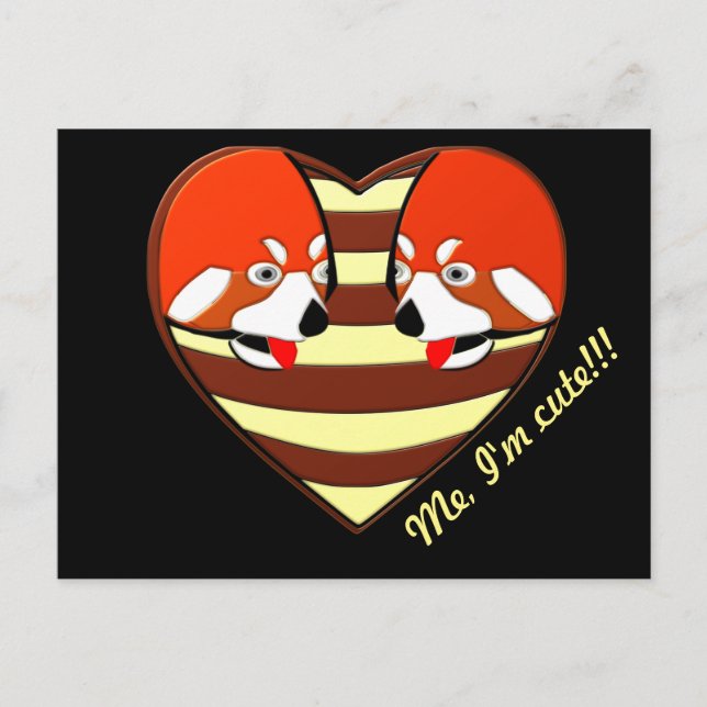 Red Panda Love heart Postcard (Front)