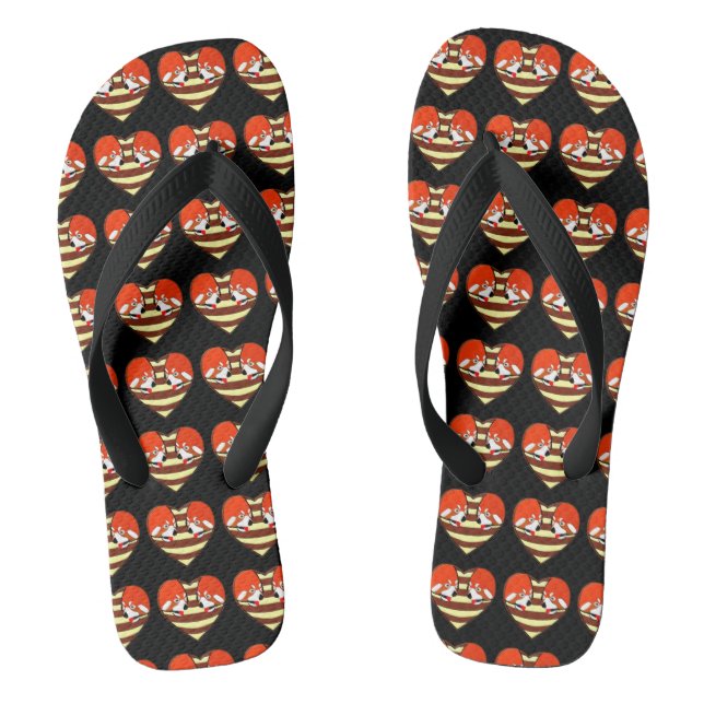 Red Panda Love heart Thongs (Footbed)