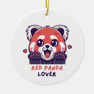 Red Panda Lover Ceramic Ornament