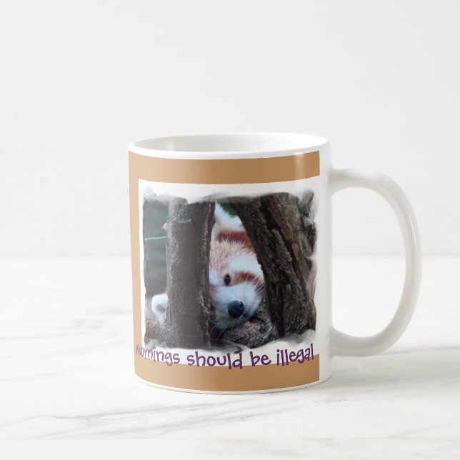 Red Panda Mug -  "Mornings Should Be Illegal" (Right)
