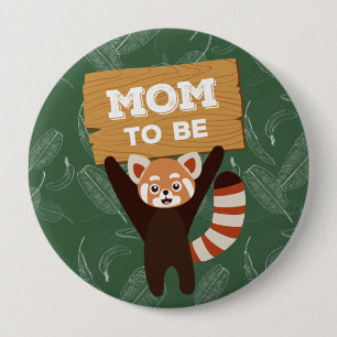 Red Panda mum to be baby shower button