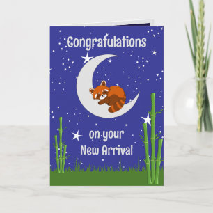 Red Panda New Baby Folded Greeting Card