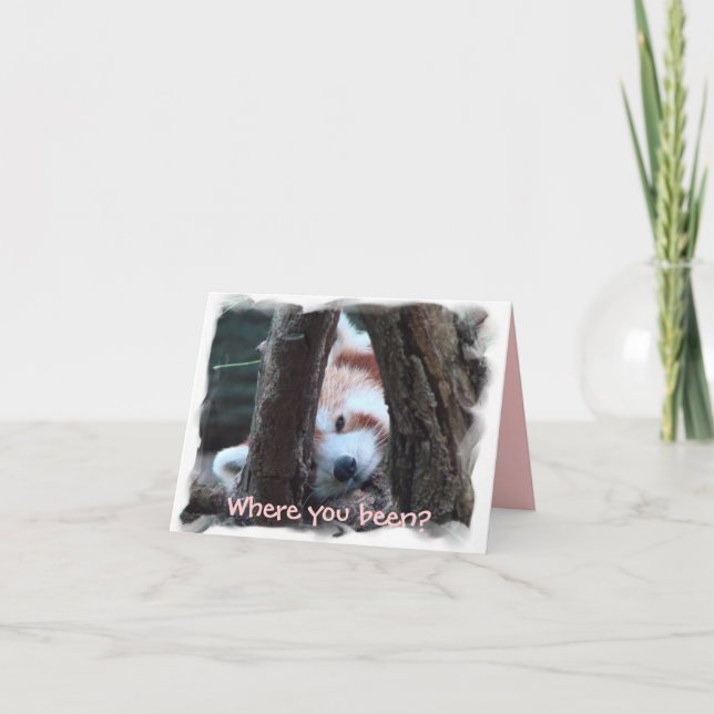 Red Panda notecard: "Where you been? I miss you!" Card (Front)