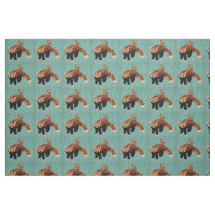 Red Panda & Owl Fabric