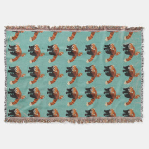 Red Panda & Owl Throw Blanket