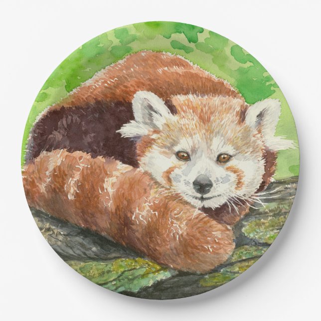 Red panda paper plate (Front)