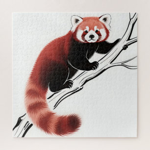 Red Panda Perched Branch Jigsaw Puzzle