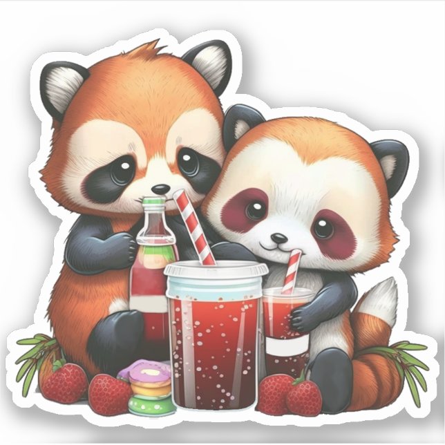 Red panda picnic sticker (Front)