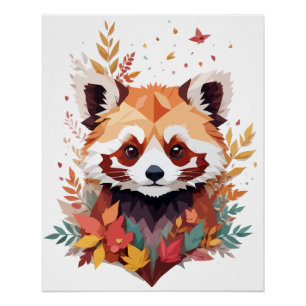 Red Panda Playful Adorable Fun Animal Colourful Jo Poster