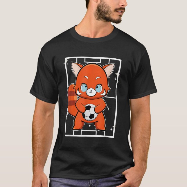 Red Panda Playing Soccer T-Shirt (Front)