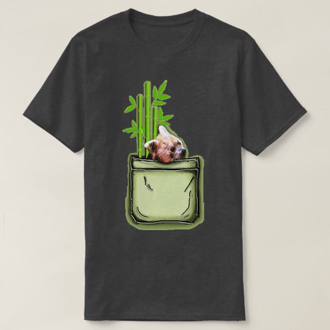 Red Panda Pocket Bamboo T-Shirt (Design Front)