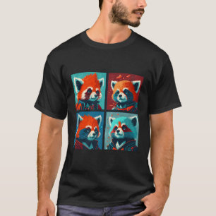 Red Panda Pop Illustration Colourful Animal T-Shirt