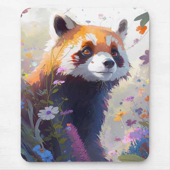 Red Panda Portrait Animal Painting Wildlife Forest Mouse Pad (Front)