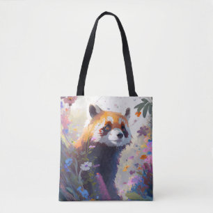 Red Panda Portrait Animal Painting Wildlife Forest Tote Bag