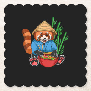 Red Panda Ramen Cook Men Women Kids Ramen Gift Paper Coaster