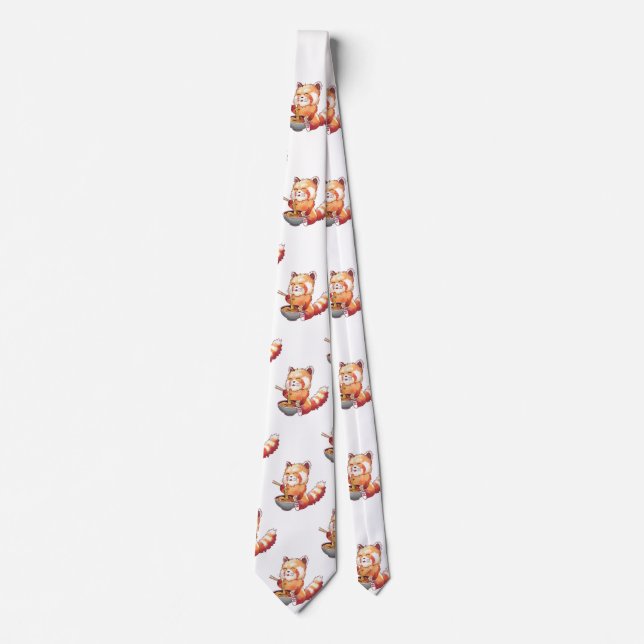 Red Panda Ramen Neck Tie (Front)