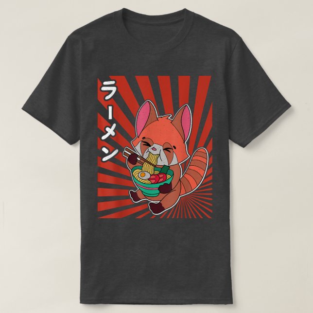 Red Panda Ramen Noodle Japan Cuisine Japanese Asia T-Shirt (Design Front)