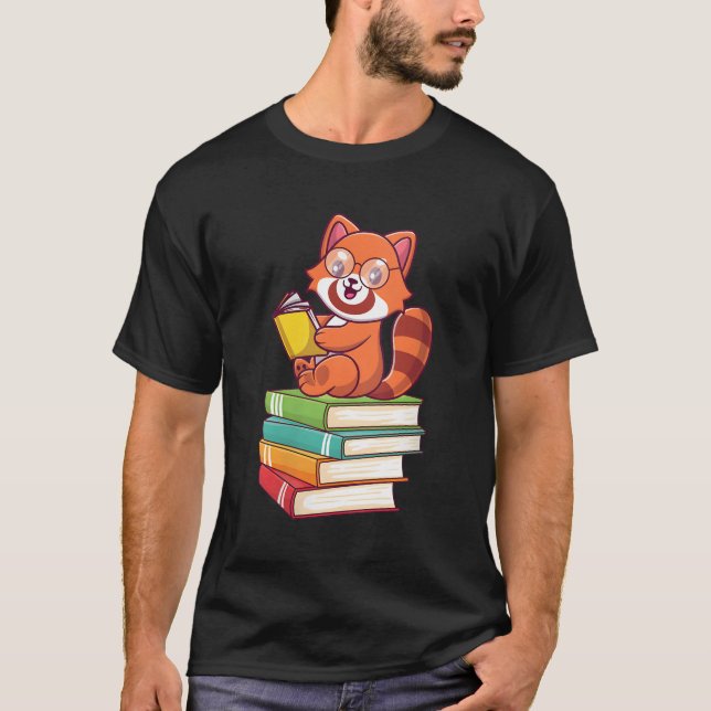 Red Panda Reader Red Pandas Book Bookworm T-Shirt (Front)