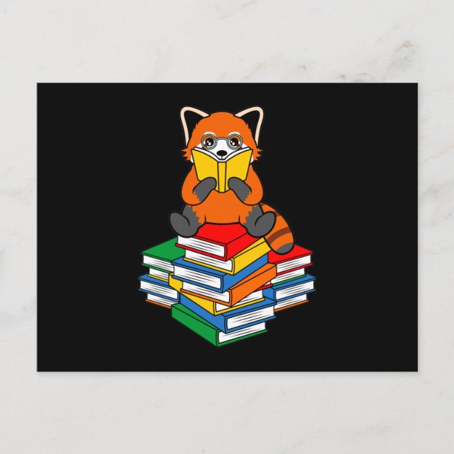 Red Panda Reading Books Cute Pet Animal Pandas Lov Postcard (Front)