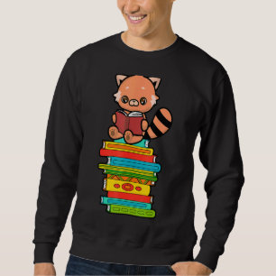 Red Panda Reading Books Fun Red Pandas Animal Gra Sweatshirt