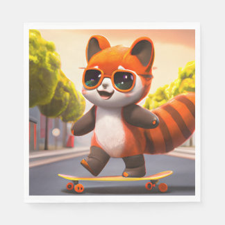Red Panda Rides Invitation Napkin