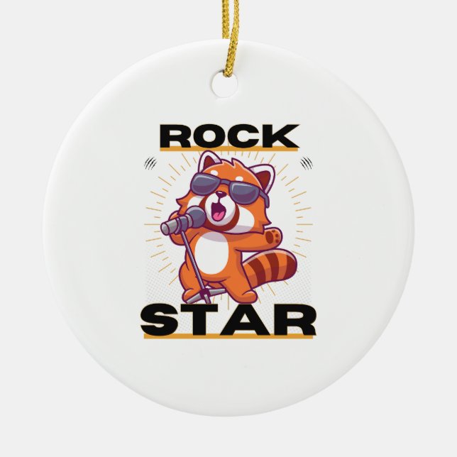 Red panda: Rock Star Ceramic Ornament (Front)
