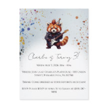 Red Panda Rocker Birthday Invitation