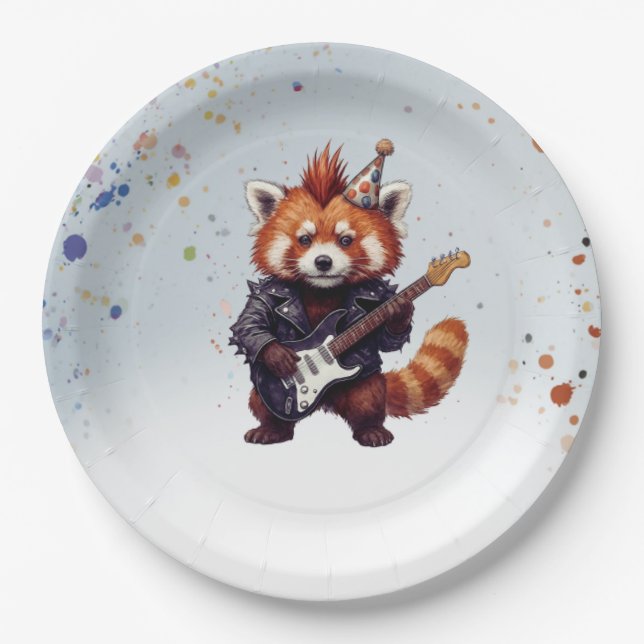 Red Panda Rocker Birthday Plates (Front)