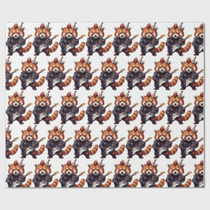 Red Panda Rocker Birthday Wrapping Paper