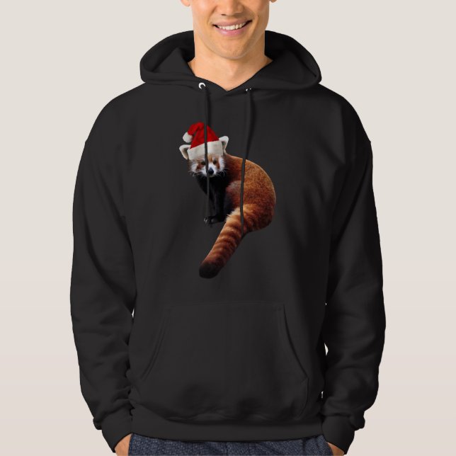 Red Panda Santa Cute Christmas Hat for Pandabear L Hoodie (Front)