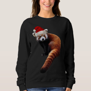 Red Panda Santa Cute Christmas Hat for Pandabear L Sweatshirt