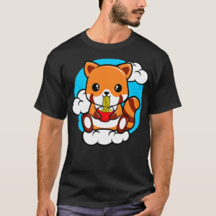 Red Panda Sitting On A Cloud And Eating Ramen T-Shirt