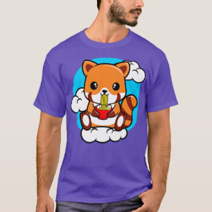 Red Panda Sitting On A Cloud And Eating Ramen T-Shirt