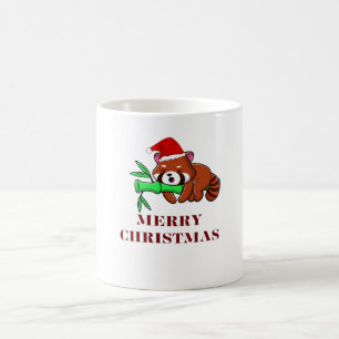 Red Panda Sleeping on Bamboo Branch Xmas Coffee Mug