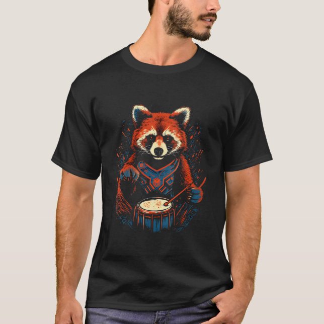 Red Panda Snare Drum Drumming Drummer Marching Ban T-Shirt (Front)