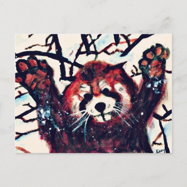 Red Panda Snow Day Postcard (Front)