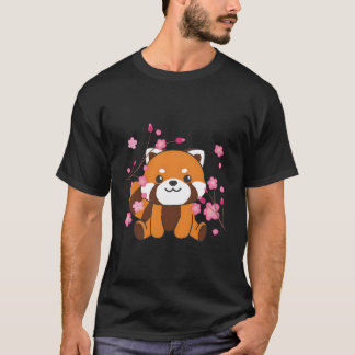 Red Panda Sweet Animals For Kawaii Cherry Blossoms T-Shirt