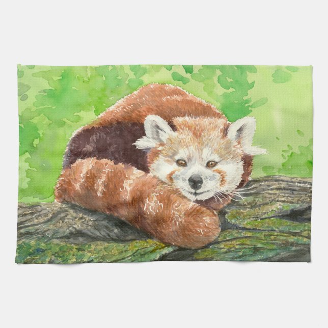 Red panda tea towel (Horizontal)