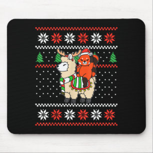 Red Panda Ugly Christmas Sweater Reindeer Llama Ri Mouse Pad