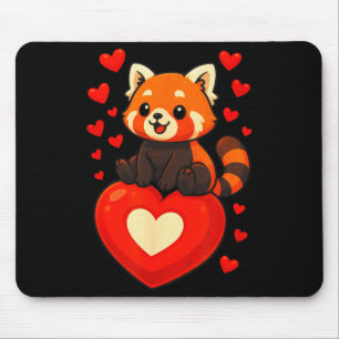 Red Panda Valentines Day Romantic Cartoon Kawaii  Mouse Pad