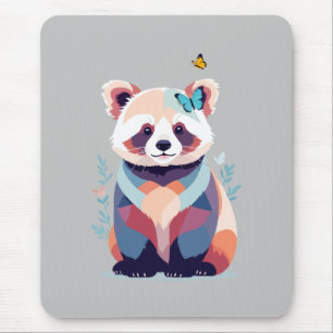 Red Panda Vector Painting Adorable Fun Animal Play Mouse Pad