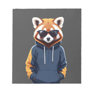 Red Panda Wearing Hoodie Funny Cool Animal Music Notepad