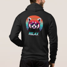 Red Panda wearing sunglasses with the word Relax