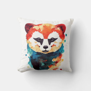 Red Panda Wild Nature Animal Color Art Painting Cushion