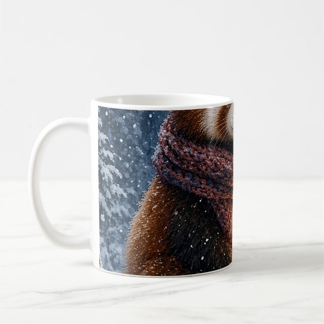 Red Panda Winter Lantern Mug (Left)