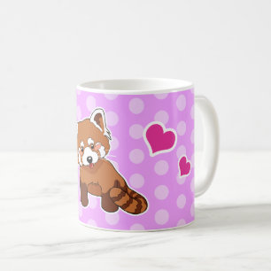 Red Panda With Hearts And Pink Polka Dots Coffee Mug