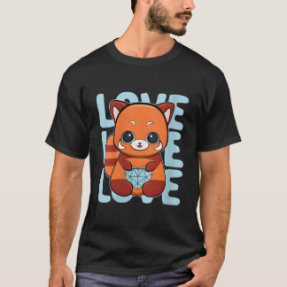 Red Panda With Holding Fathers Day T-Shirt