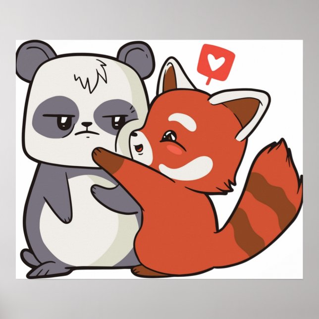 Red panda with panda poster (Front)