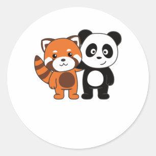 Red Panda With Panda Sweet Animal Lovers For Classic Round Sticker