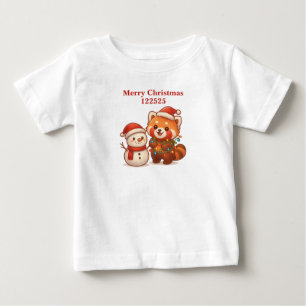 Red panda with Snowman Baby T-Shirt